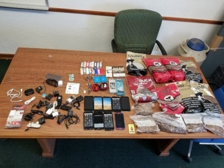  This image shows tobacco, cellphones, chargers, and other banned items seized recently at one state facility. Prison security staff seize thousands of cellphones, large amounts of tobacco, marijuana, methamphetamines and other illegal items in state prisons each year.