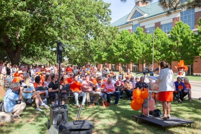 Over 100 people gathered on the north lawn of Ag Hall for the New Frontiers Sweet Success celebration.