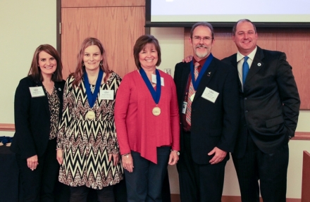 Pictured from left to right: Mandy Roberts, Executive Director of CASC Development Foundation, stands with Heather Henson, Vicki Sullivan, Bill Gann, and President Jay Falkner at the OACC Awards Luncheon.