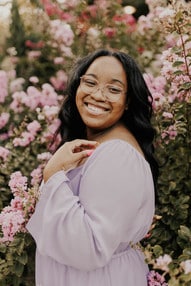 senior pic of raven purple flowers crop